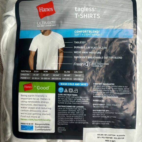 Hanes XL white cotton tee shirts pack NEW  missing one shirt - Picture 4 of 6